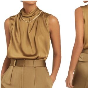 Reiss- Freya Sleeveless Top Size 4 US / 8 UK Bronze/Gold. Necklace not inc